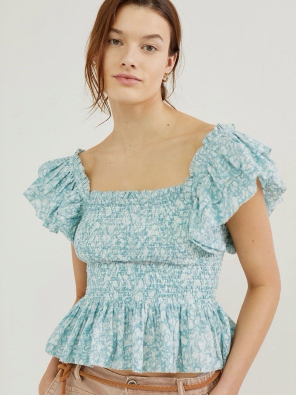 Anthropologie Love the Label Ruffle Peplum Top
